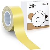 MakeID E1 Q1 Label Maker Tape Refills, 16mm x 4m (0.63" x 13') Continuous Sticker Thermal Laminated Waterproof Self-Adhesive Multipurpose Labeling Tape Replacement