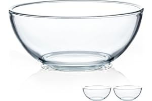 NUTRIUPS 8 Inch Glass Bowls, 1.7 Quart Glass Mixing Bowl Set, Clear Tempered Glass Salad Bowls for Kitchen Microwave and Oven Safe