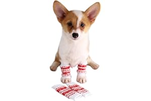 KITIPCOO Pet Knee Pad Winter Knee Protectors Pet Socks for cat and Dogs Under 28.66 lbs (L (8-13 lbs), Christmas)