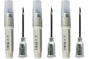 ELIMEDICAL Eli-Vet Veterinary Aluminum Hub Needle, 16G x 1 inch (25 mm), Individual Sheath, 100 per Box, AHN1625