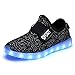 HOFISH Boys Girls Kids Colors Toddler LED Luminous Knit Sneakers USB Charging Light Shoes,Black,32 M EU / 1 M US Little Kid