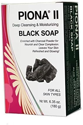 Piona ? II Deep Cleansing & Moisturizing Black Soap 6.35 Oz - Enriched with Charcoal Powder - Clears Complexion and Leaves Skin Glowing - By Cherrybargains by CherryBargains