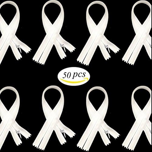 Mmei 50pcs 10Inch Nylon Invisible Zippers for Tailor Sewer Sewing Craft Crafter's Special (White x 50)