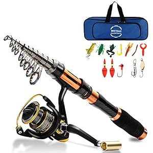Bntteam Lot De 7 Cannes à Pêche Télescopiques De 2,1 M, 2,4 M, 3 M, 3,6 M, 99 % Carbone, Moulinet 12bb, Sac De Pêche, Leurres Et Ligne