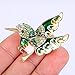 EVER FAITH Austrian Crystal Enamel Lovely Humming Bird Animal Brooch Pin Green Gold-Tone