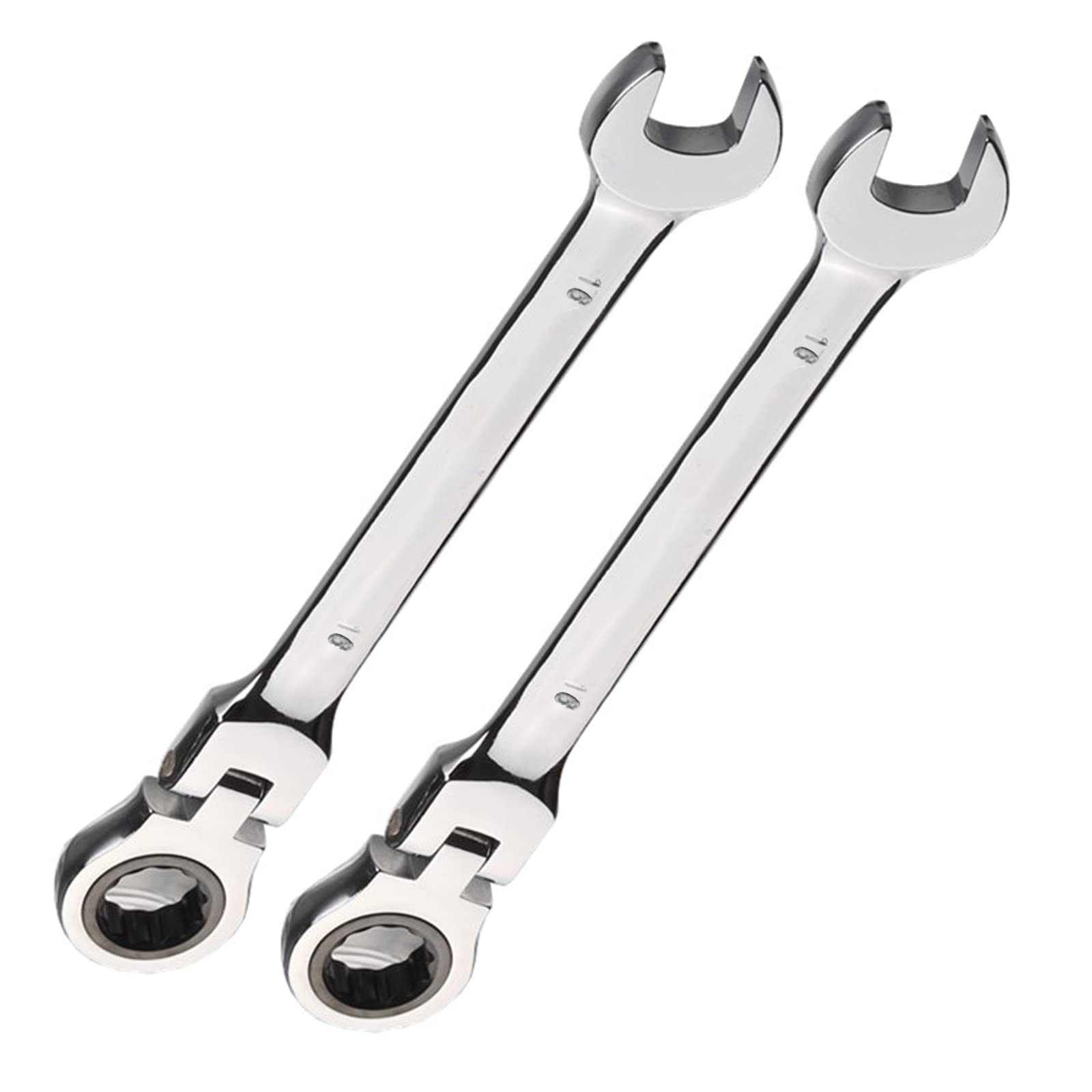 Vokenforu 16mm Ratchet Spanner,2 PCS Ratcheting Combination Wrench, Flex-Head Hardened Chrome Vanadium Steel Open End Spanner Metric — image 1