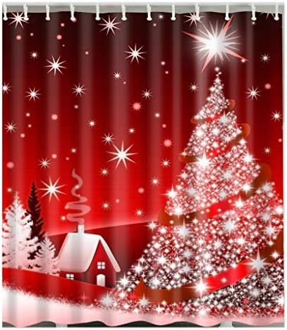 Eureya Shower Curtain for Bathroom,100% Polyester Fabric Christmas Pattern Home Decorative Waterproof Shower Curtains 180x180CM (Christmas Pattern-17)
