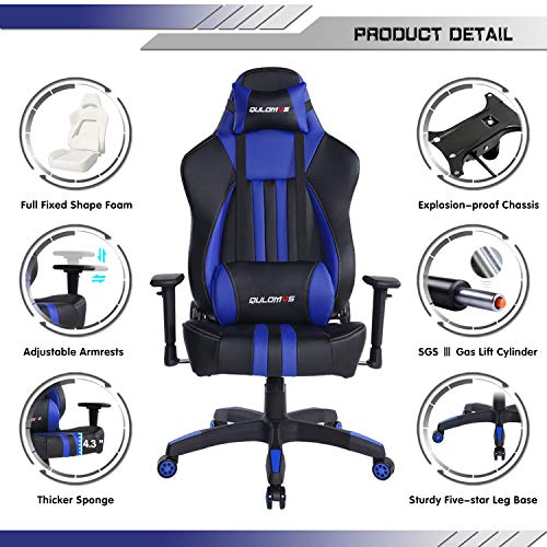 Qulomvs Big and Tall Gaming Chair for Adults 400LBS Heavy Duty Computer