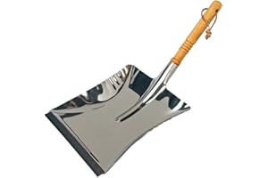 REDECKER Stainless Steel Dust Pan, Large Wood Handle Dustpan with Long 17-3/4-Inches Oiled Beechwood Handle for Home and Outdoor Use, Industrial Quality - Metal Dust Pan, Made in Germany