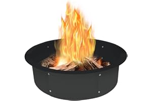 Koutemie Outdoor Fire Pit Ring Liner 35-Inch Outer/31-Inch Inner Diameter, Heavy Duty Solid Metal Steel Round Firepit Rim Insert for Outside DIY Campfire Ring Above or In-Ground, Black