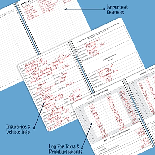 BookFactory Mileage Log Book/Auto Mileage Expense Record Notebook for