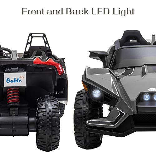 bable 2 (Two) Seater Kids Car Ride On Car Truck with 2.4G R/C Parental Remote Control, 12V Kids Electric Car Motorized Vehicles with USB/MP3 Music Player Bluetooth FM Radio and LED Lights - Black - Thumbnail 4