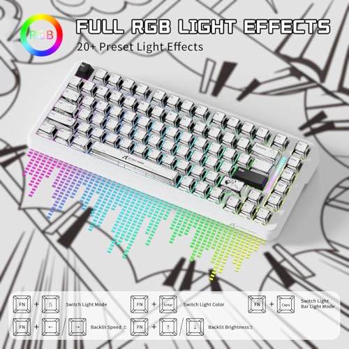 ATTACK SHARK X82PRO HE 75% Wireless Gaming Keyboard with Quick Trigger, Hall Effect Magnetic Switch Keyboard with Adjustable Actuation RT 0.01 mm, 8 KHz, Hot-Swap, RGB, Gamer (Comic)