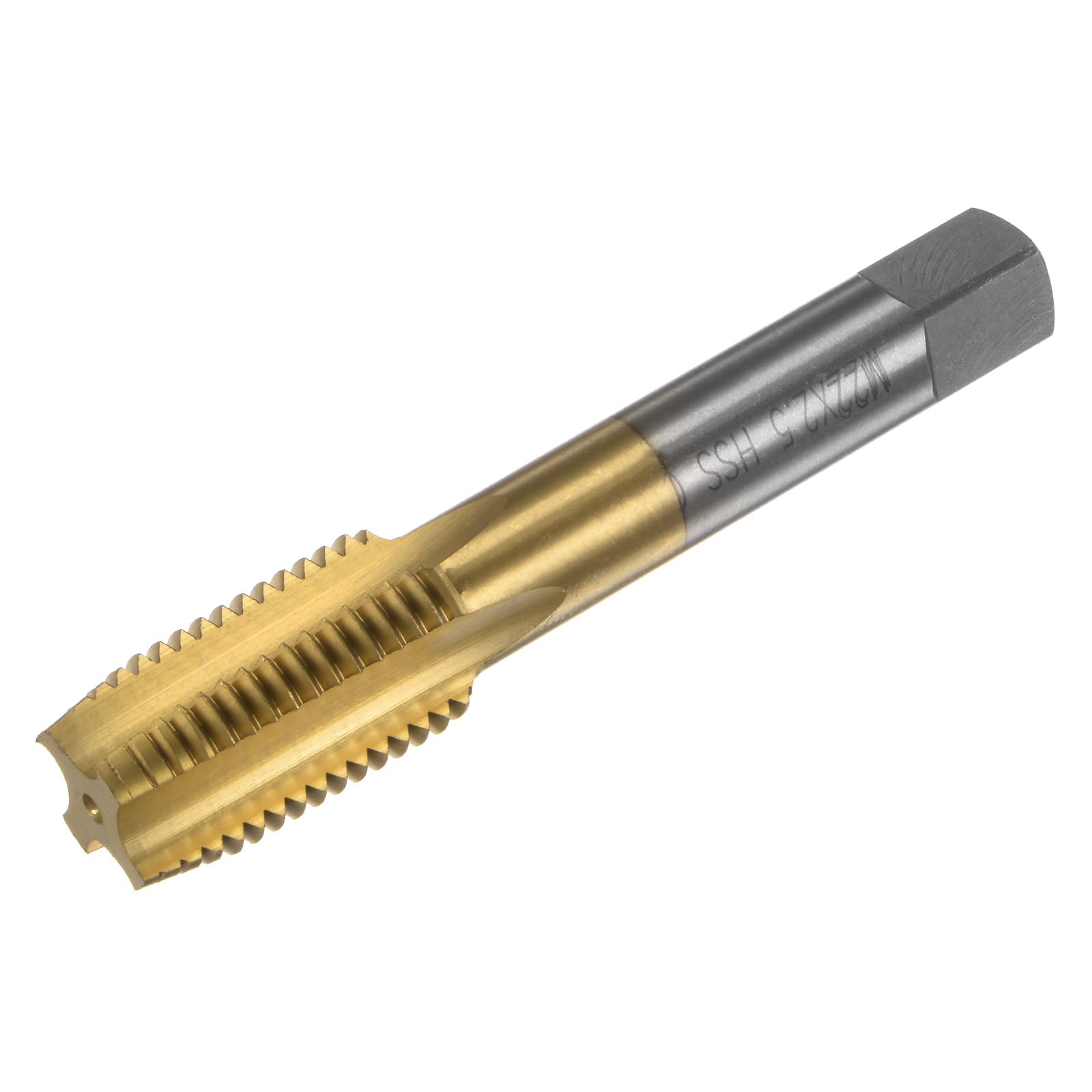 uxcell Metric Thread Tap M22 x 2.5 H2 Titanium Coated HSS-CO (M35 High Speed Steel) Straight Flutes Machine Screw Tap Threading Tapping Repair Tool