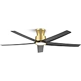 ocioc 52 inch Ceiling Fans with Lights, Large Air Volume Ceiling Fans with Reversible Quiet DC Motor and Remote（Black-Gold）