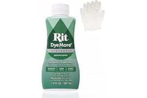 CRAFT COUNTY Rit DyeMore 7 Oz. Synthetic Liquid Fiber Dye Single Pack with Plastic Gloves for Clothing, Décor, and Crafts – Peacock Green