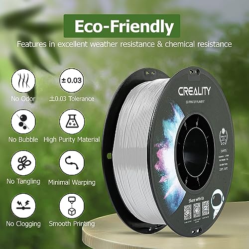 Official CREALITY PETG 3D Printer Filament 1.75mm 1KG (2.2lbs), High Precision Strong Toughness, Odorless Better Flow Moistureproof 3D Printing Ender Filament