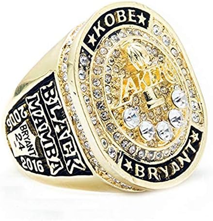 Wibbosad Mens Golden Diamond Stainless Steel Lakers Kobe 2016 Year Championship Rings