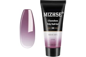 MIZHSE Poly Nail Gel Purple Temperature Color Changing Extension Builder Gel Professional Enhancement Nail Thickening Tool for Starter (MS-Purple)