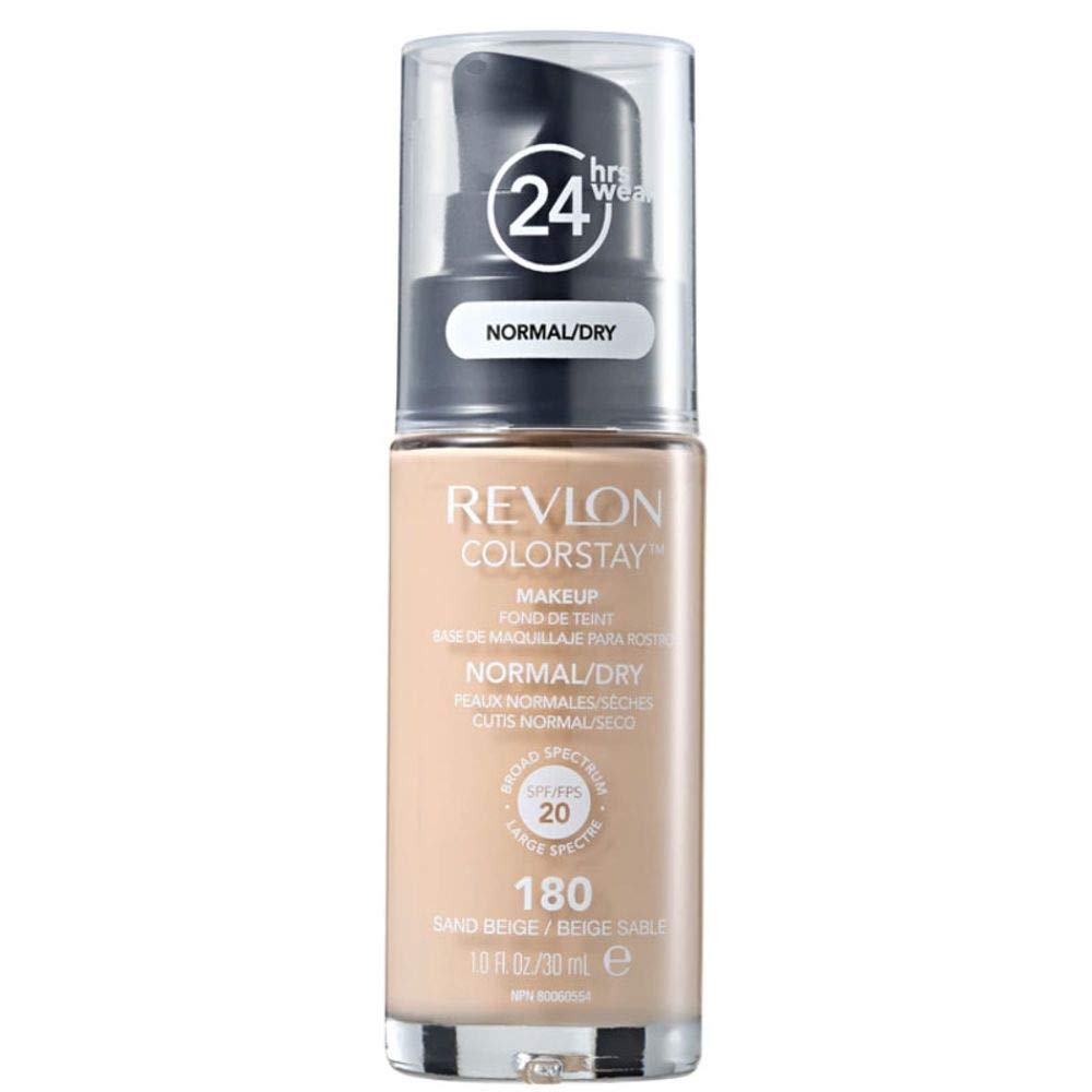 Revlon ColorStay Liquid Foundation Makeup for Normal/Dry Skin SPF 20, Longwear with Medium-Full Coverage & Natural Finish, Oil Free, (180), 30ml — image 1