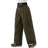 HIGH EXPERIENCE Mens Womens Snowbaord Pants 3L Baggy Snow Ski Pants | 30K Waterproof, 25K Breathable, Super Loose, Inner Thigh Vents, Internal Snow Gaiter, Insulated, Wear-Resistant