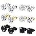 JOERCIA 6 Pairs Stainless Steel Stud Earrings for Men Silver Gold Black Round Square Earrings Inlaid Cubic Zirconia Men Earrings Stud Earrings for Women Men 7MM