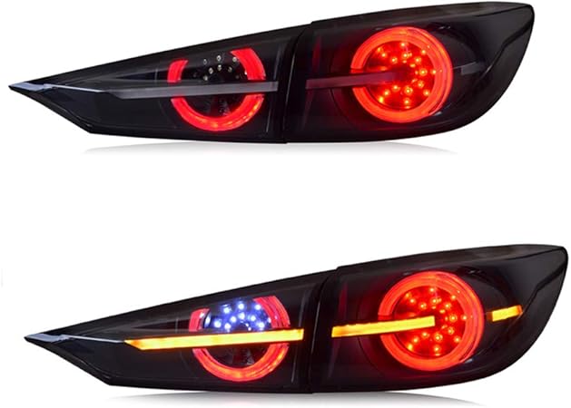 Amazon 新しいled灯台アセンブリfor Mazda Axela 3 ハッチバックとセダン 14 18 Ledバックライトブレ キ バックライトバックリアライトランプdrl車のテ ルライト Forマツダアクセル 1年間の保証 1ペア ブレーキ テールランプ 車 バイク