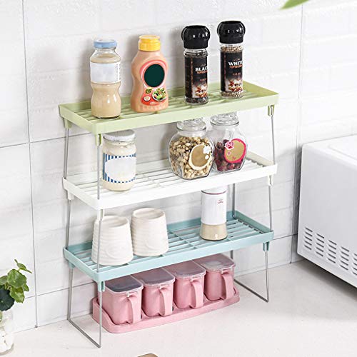  Orcbee  _Standing Rack Kitchen Bathroom Countertop Storage Organizer Shelf Holder Rack (Blue) - Thumbnail 3