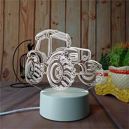 The 3D Night Light Series Home Decor For Kids Bed Room, Party Atmosphere Can Output 7Colors Remote Control Nightlight Base Can Attach Diffierent 3D Display Borard (Display Board-Tractor)