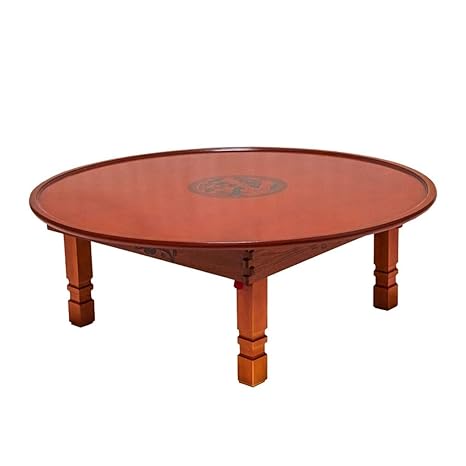 Qrfdian Round Korean Coffee Table Folding Leg Asia Antique
