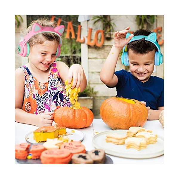 Riwbox Bluetooth Headphones, CT-7 Cat Ear LED Light Up Wireless Foldable Headphones Over Ear with Microphone and Volume…