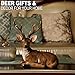 ARAIDECOR Festive Deer Animal Sculpture Home Decor or Outdoor Garden Statue - 13 x 12 x 7 Inches