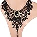 Prohouse Girls Black Flower Lace Gothic Lolita Pendant Choker Necklace Earrings Set