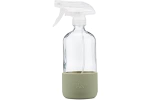 Just Like Joan 16 oz Glass Spray Bottles for Cleaning Solutions Clear Empty Spray Bottles with Sage Green Silicone Sleeve Essential Oils, Plants, Mist Sprayer Bleach Refillable Reusable Container Food