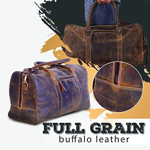 KomalC 24 Inch Leather Duffel Bags for Men and Women Full Grain Leather Travel Overnight Weekend Leather Bags Sports Gym Duffel for Men (Brown Distressed Tan) 7 KomalC 24 Inch Leather Duffel Bags for Men and Women Full Grain Leather Travel Overnight Weekend Leather Bags Sports Gym Duffel for Men (Brown Distressed Tan)