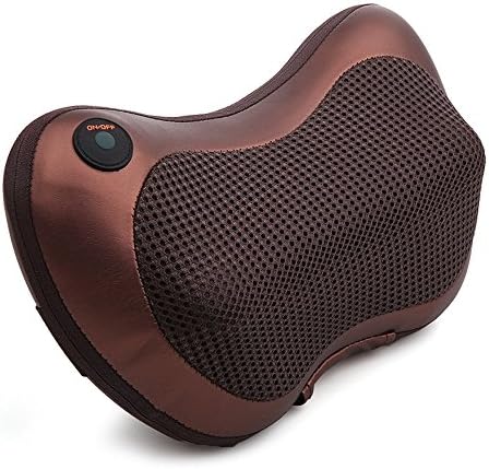 ExSky Portable Neck Massager and Back Kneading Massager Cushion Pillow USE in Office Home or Car for Lower Upper Back Shoulder Cervical Pain Relief and Relaxation with Heat massaging Therapy