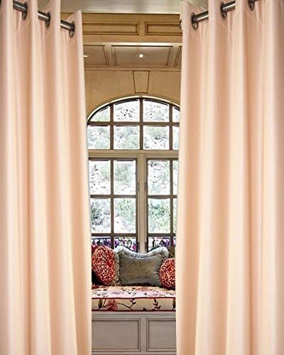 Solid toned faux silk taffeta lined eyelet/grommet curtain panel (Peach, 52"W X 120"L)