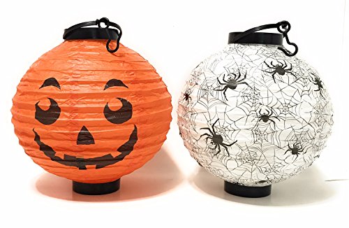 Halloween LED Hanging Paper Lanterns Pumpkin And Spiders 8