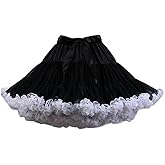 Colyanda Women's Pettiskirt 3-Layered Elastic Waist Chiffon Petticoat Puffy Tutu Tulle Skirt