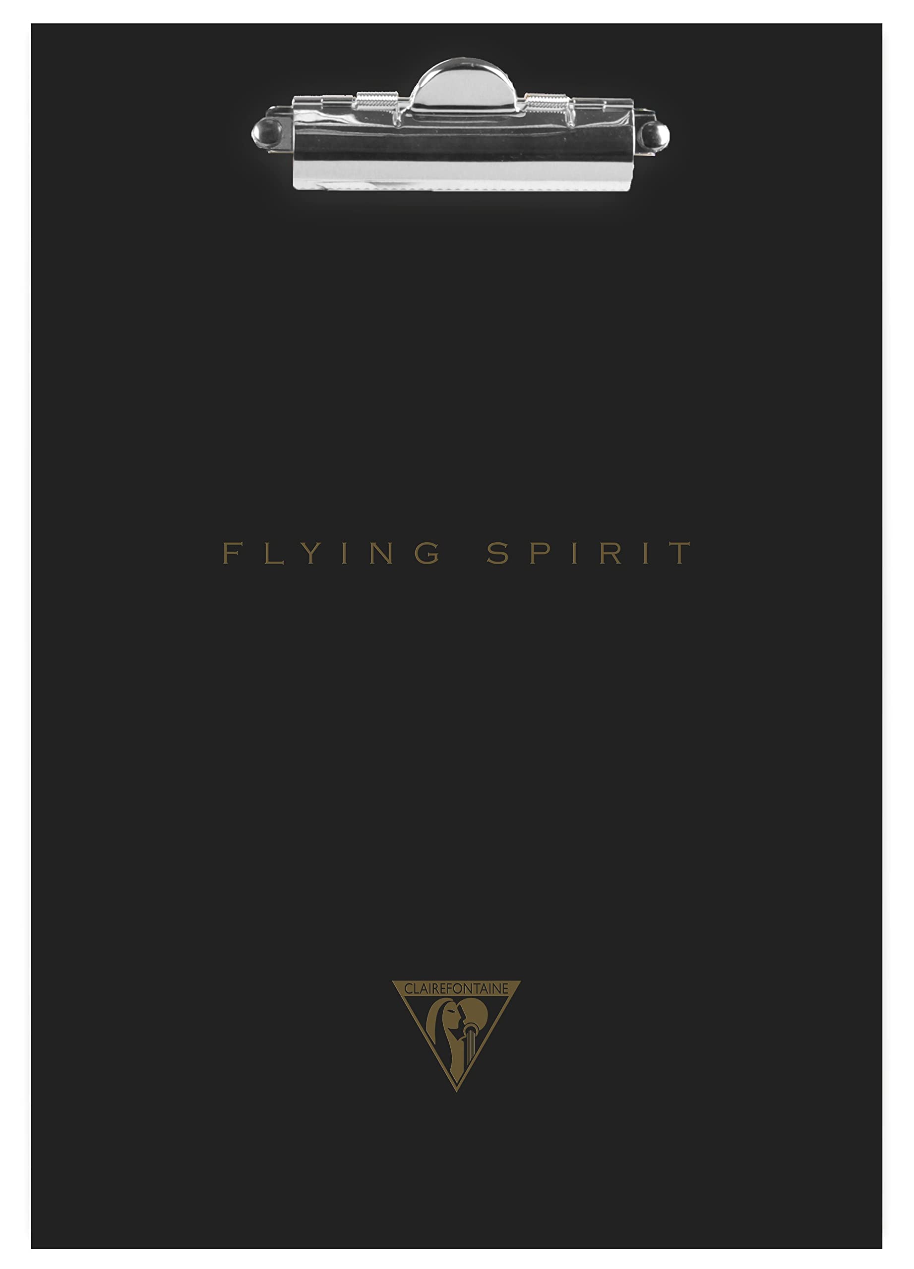 Clairefontaine 116032C - A 23x33cm Cardboard Clipboard - Dragonfly design Black Maya Paper with Gold Screen Printing - Meeting Stand - Flying Spirit Collection