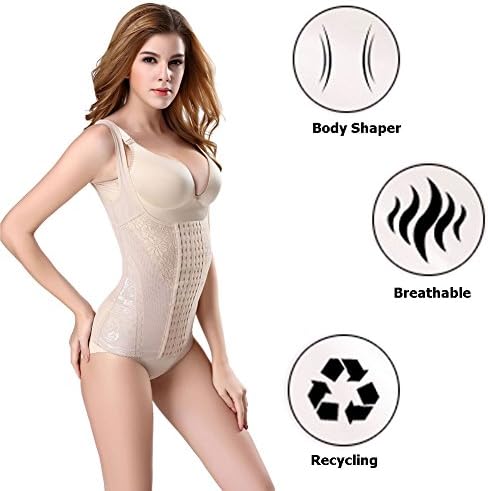 Jravis Women’s Mesh Steel Boned Waist Cincher Vest Body shaper Underbust Corset SS01,beige,5XL
