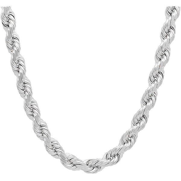Savlano 925 Sterling Silver 11MM Hollow Italian Rope Diamond Cut