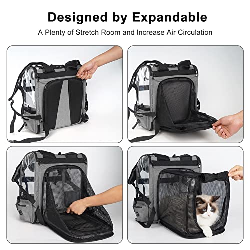 GAPZER Cat Backpack Carrier, Expandable Pet Backpack for Large Cats and Dog Up to 20 Lbs, Cat