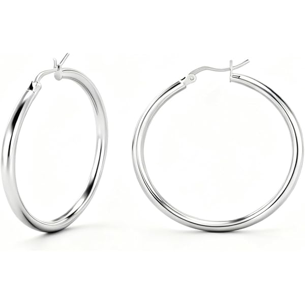 925 Sterling Silver Lightweight Twist Hoop Earrings – 35mm, Made In Italy
