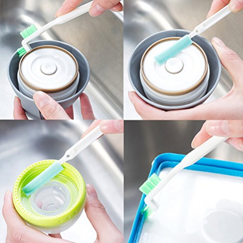 NewFerU Tiny Window Door Track Groove Gap Cleaning Scrub Brush Set Utility Deep Detail Scrubber Cleaner Tool with Thin Handles for Small Hole Corner Spaces of Bottle Caps,Grout,Tile,Keyboard (2)
