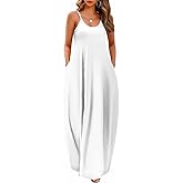 Wolddress Womens Maxi Dress with Pockets 2026 Casual Strap Plus Size Loose Plain Long Office Summer Beach Travel Dresses S-5X