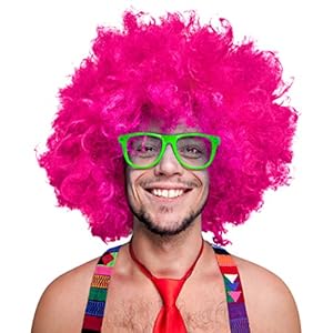 280g XXL Peluca Afro Cabeza rizada Peluca Black Peluca Afro Peluca de rizos Carnaval Negro, Blanco, Rubio, Rojo, Turquesa, Verde, Fucsia – Fucsia