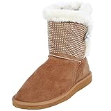 Coshare Women's Suede PU UGG-style Bailey Button Classic Short Mini Boots
