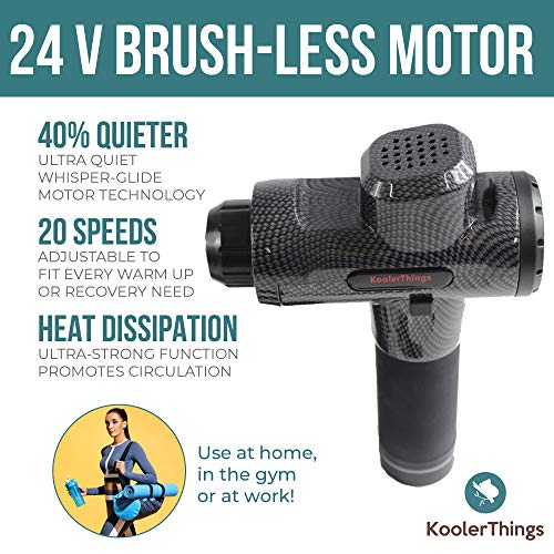 Massage Gun 20 Speed Level Deep Tissue Percussion For Deep Relaxation, Cordless Handheld Electric Body Massage Device For Neck, Back, Muscle & 5 Heads Included