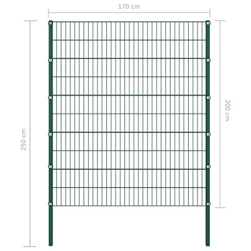 FAMIROSA Zaunfeld mit Pfosten Eisen 1,7 x 2 m Grün – Bild 5